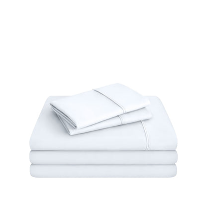 Microfiber sheet set folded and stacked