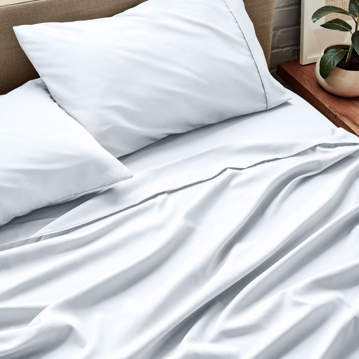 Close up of ultra-soft sheets on a bed
