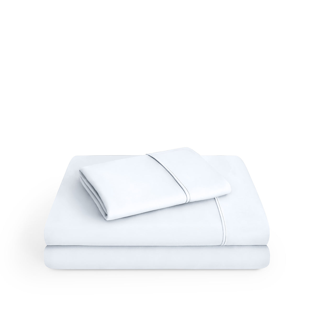 Microfiber sheet set folded and stacked
