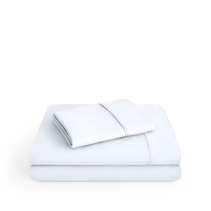 Microfiber sheet set folded and stacked