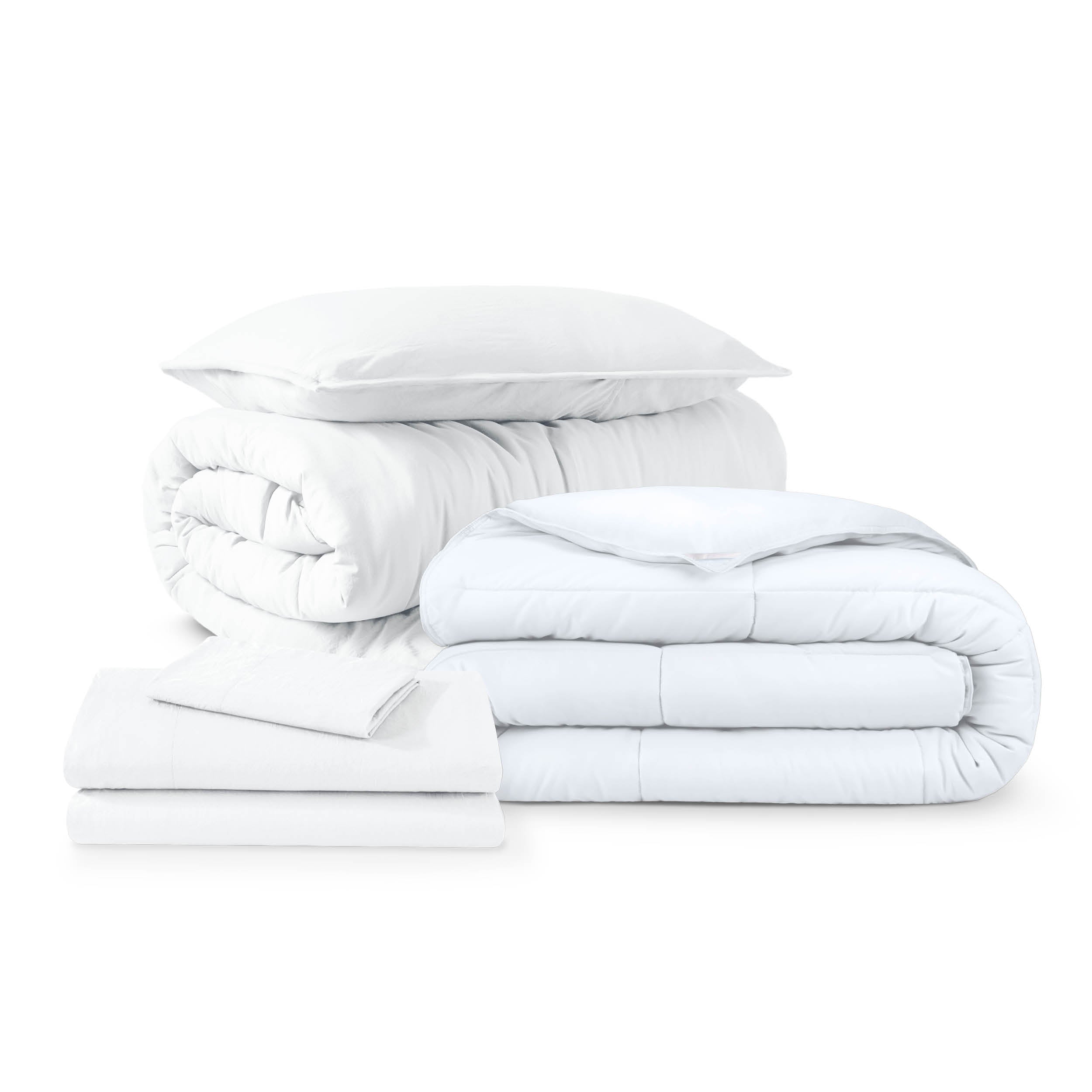 Washed bedding bundle folded and stacked