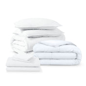 Washed bedding bundle folded and stacked