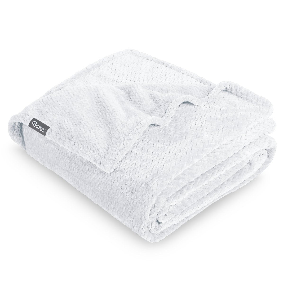 Textured blanket with a Bare Home label on a white background