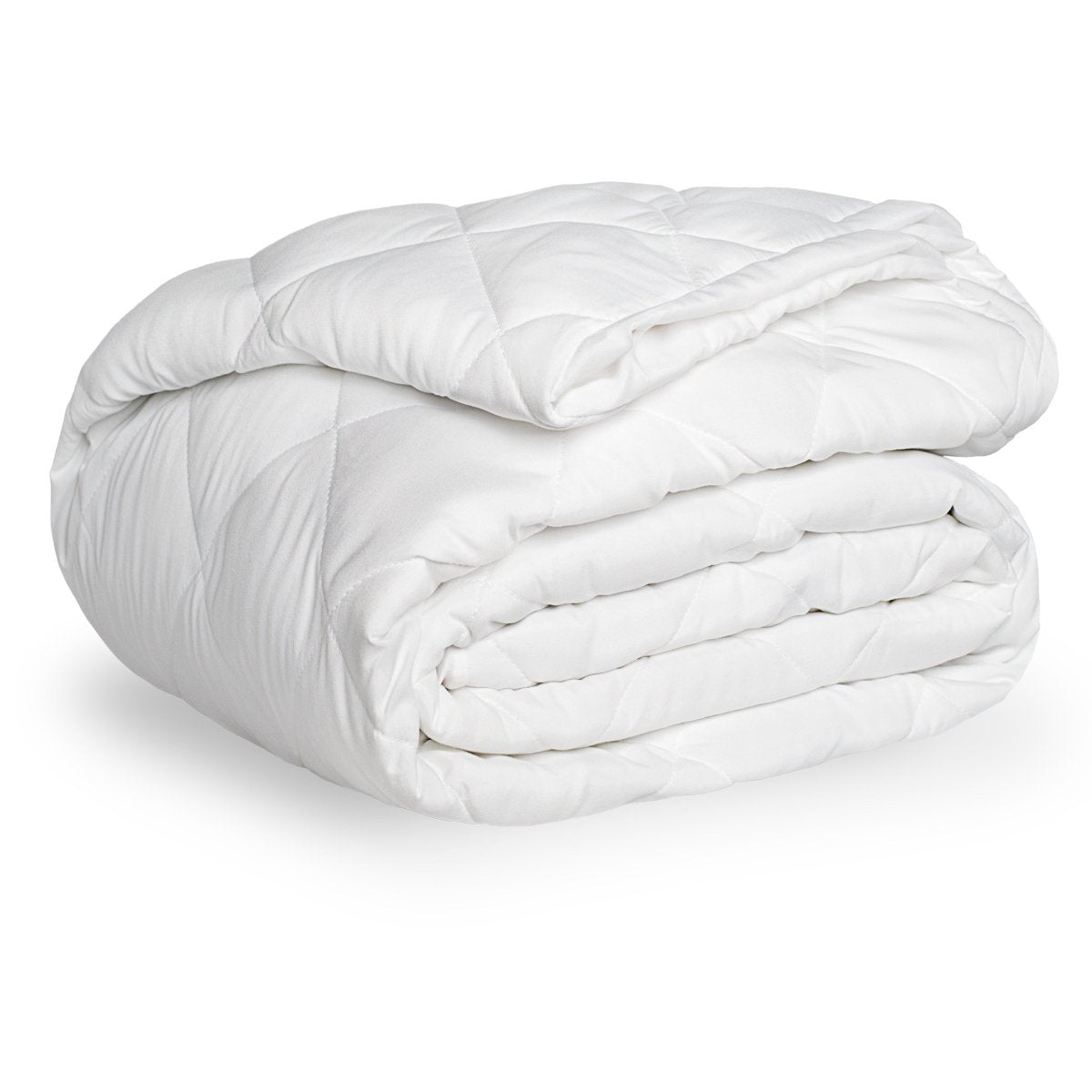 A white quilted mattress pad