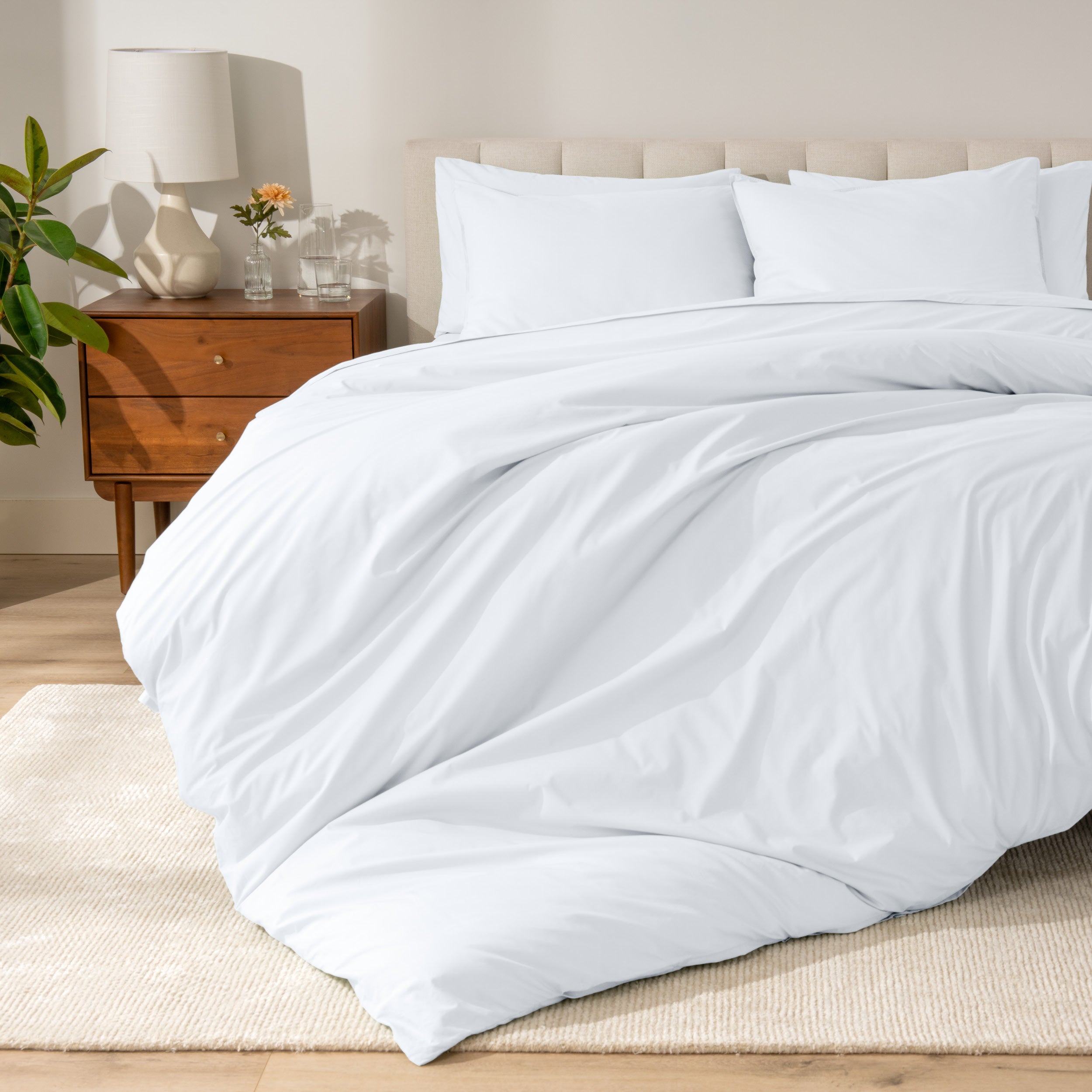 Percale duvet set on a bed