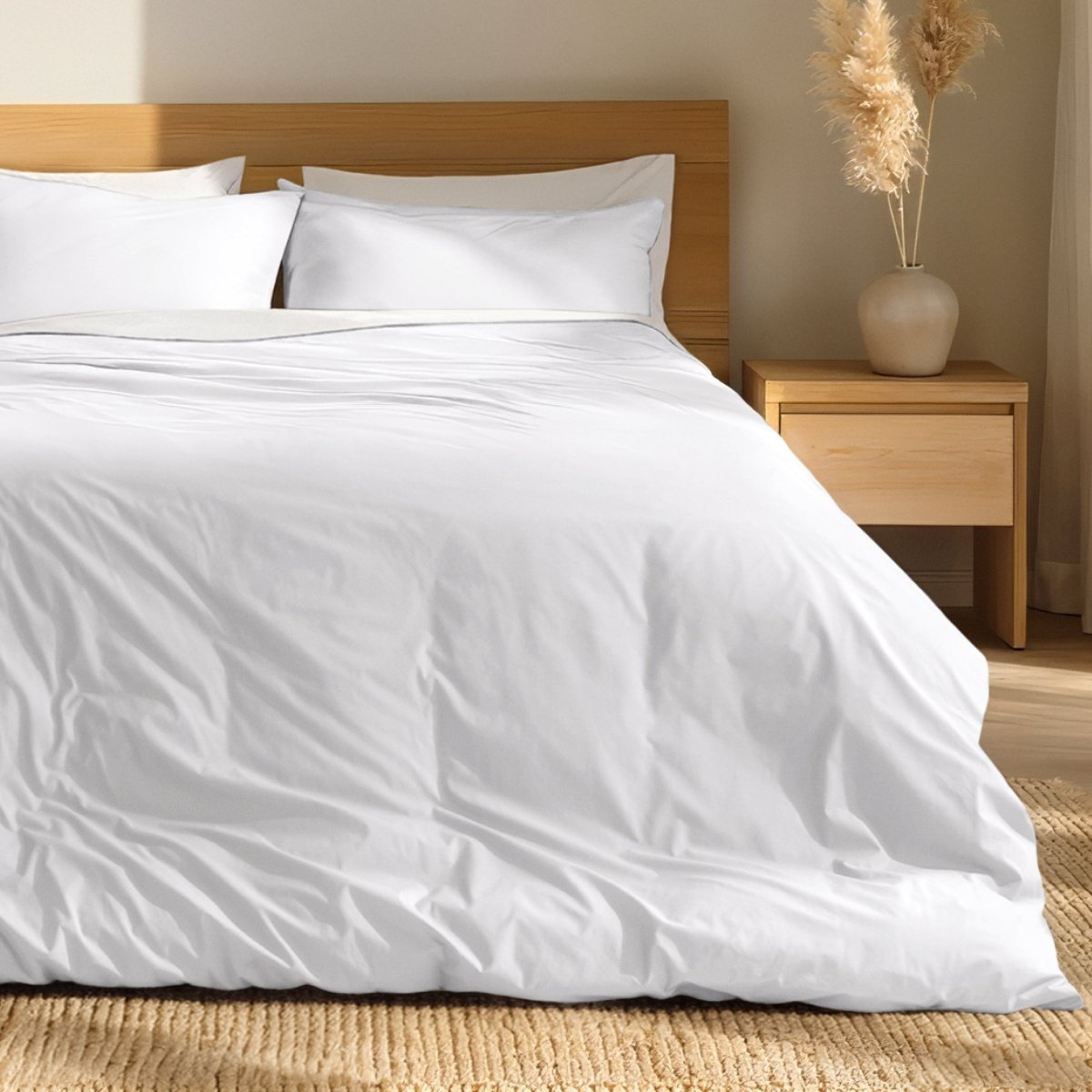 Percale duvet cover set on a bed