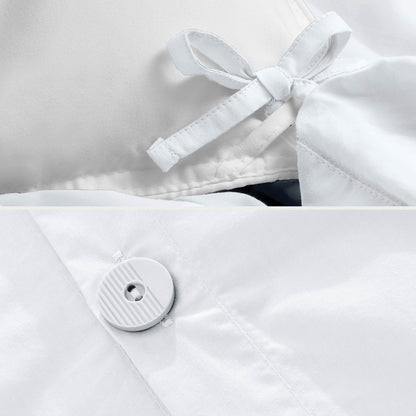 Corner ties and button on a duvet cover