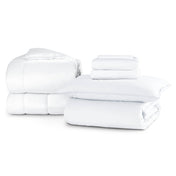 College dorm room with percale bedding