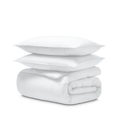 Jersey duvet and pillow shams on a white background
