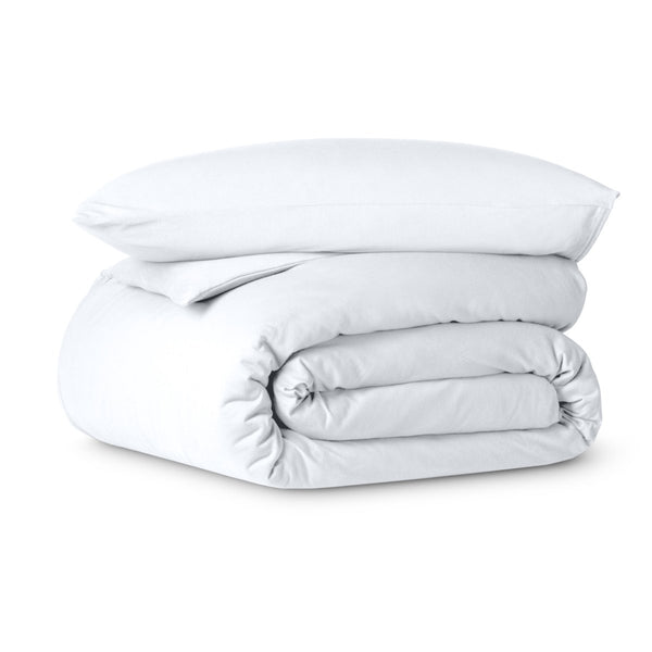 Organic jersey duvet set folded and stacked