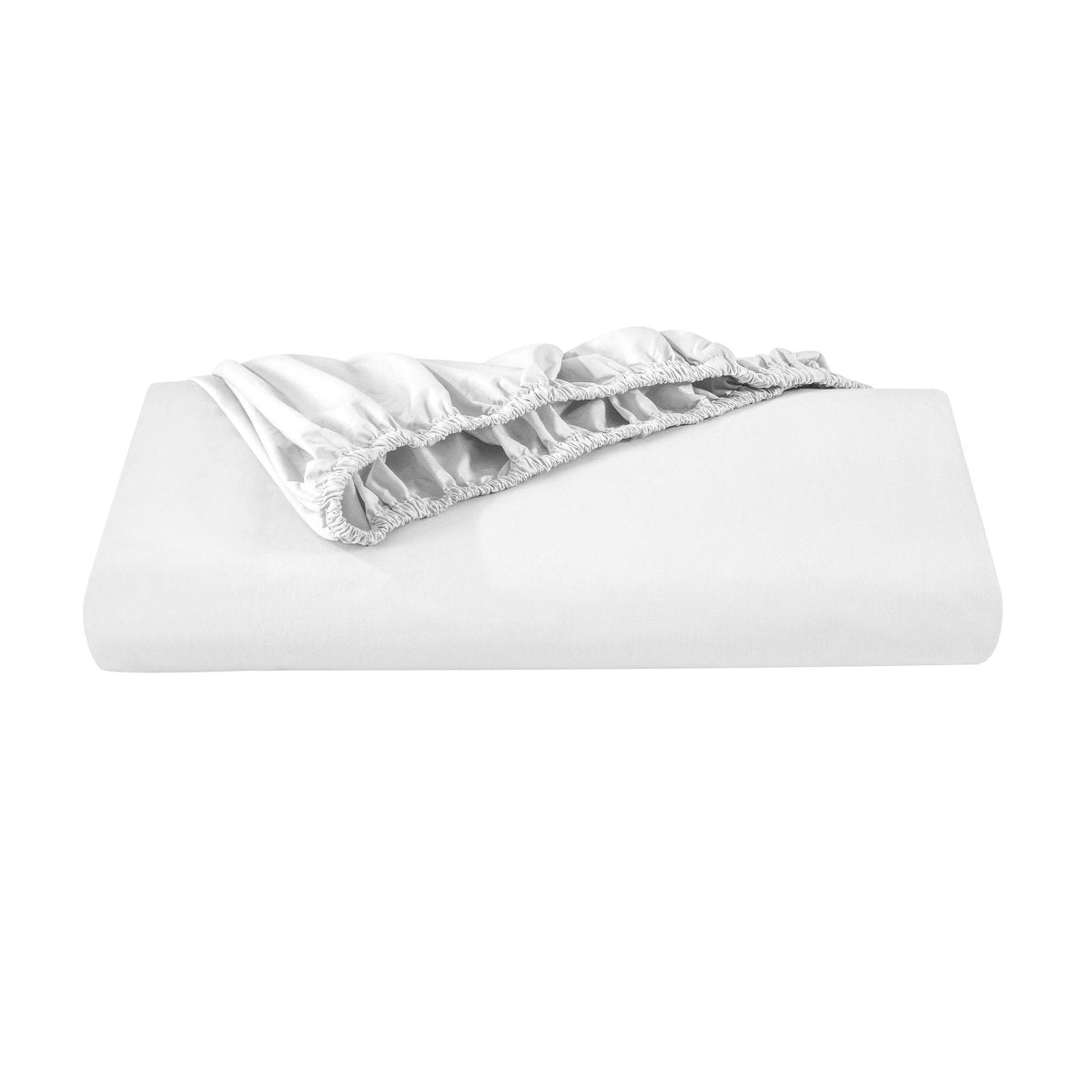 Organic percale fitted sheet folded