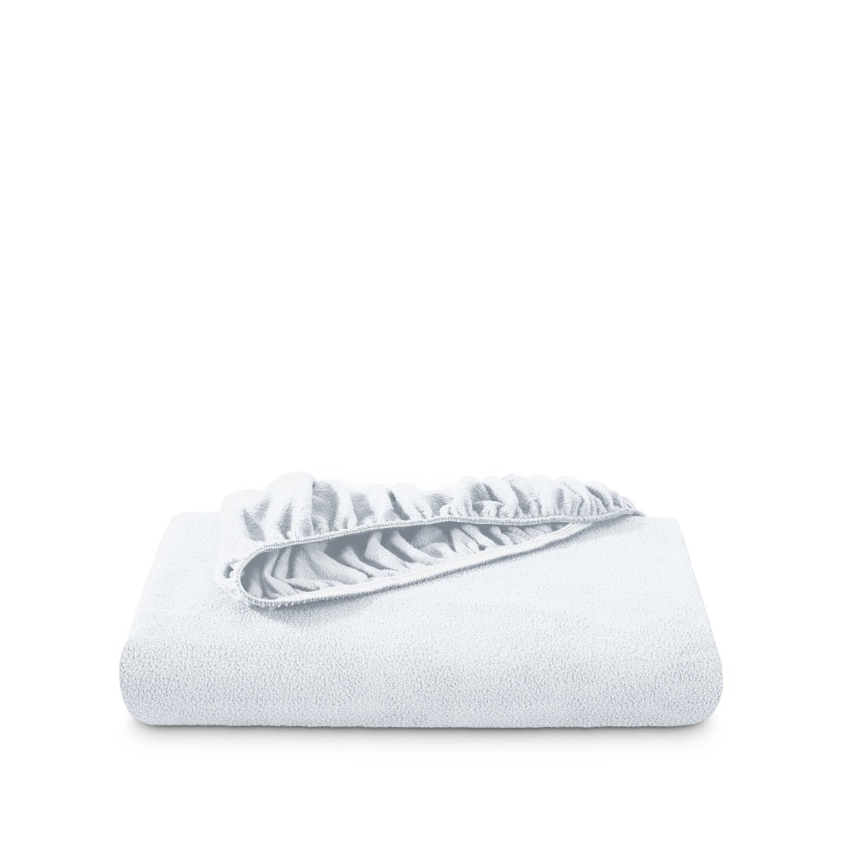 Polar fleece fitted sheet folded on a white background
