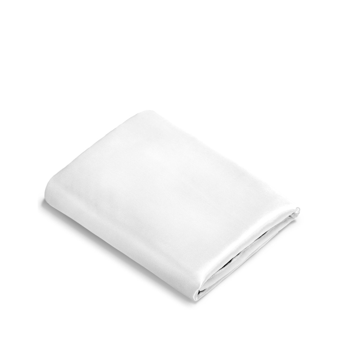 Folded satin pillowcase on a white background