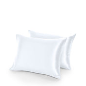 Two satin pillowcases on a white background