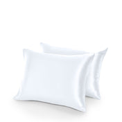 Two satin pillowcases on a white background