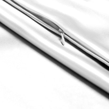 Close-up of poly satin pillowcase with a zipper