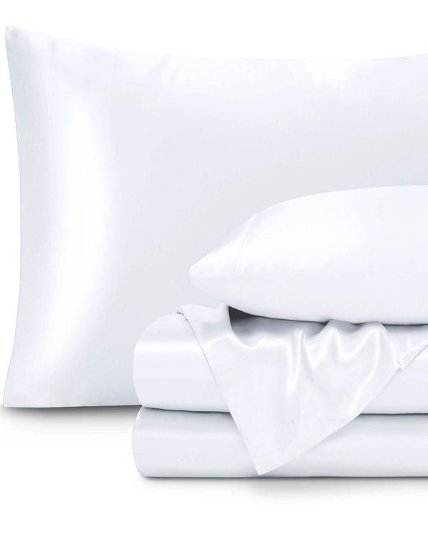 Satin sheet set folded neatly