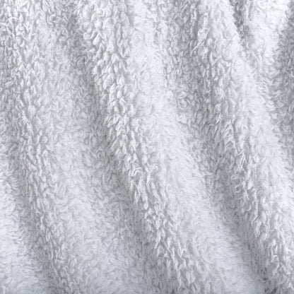 Close-up of textured faux shearling blanket