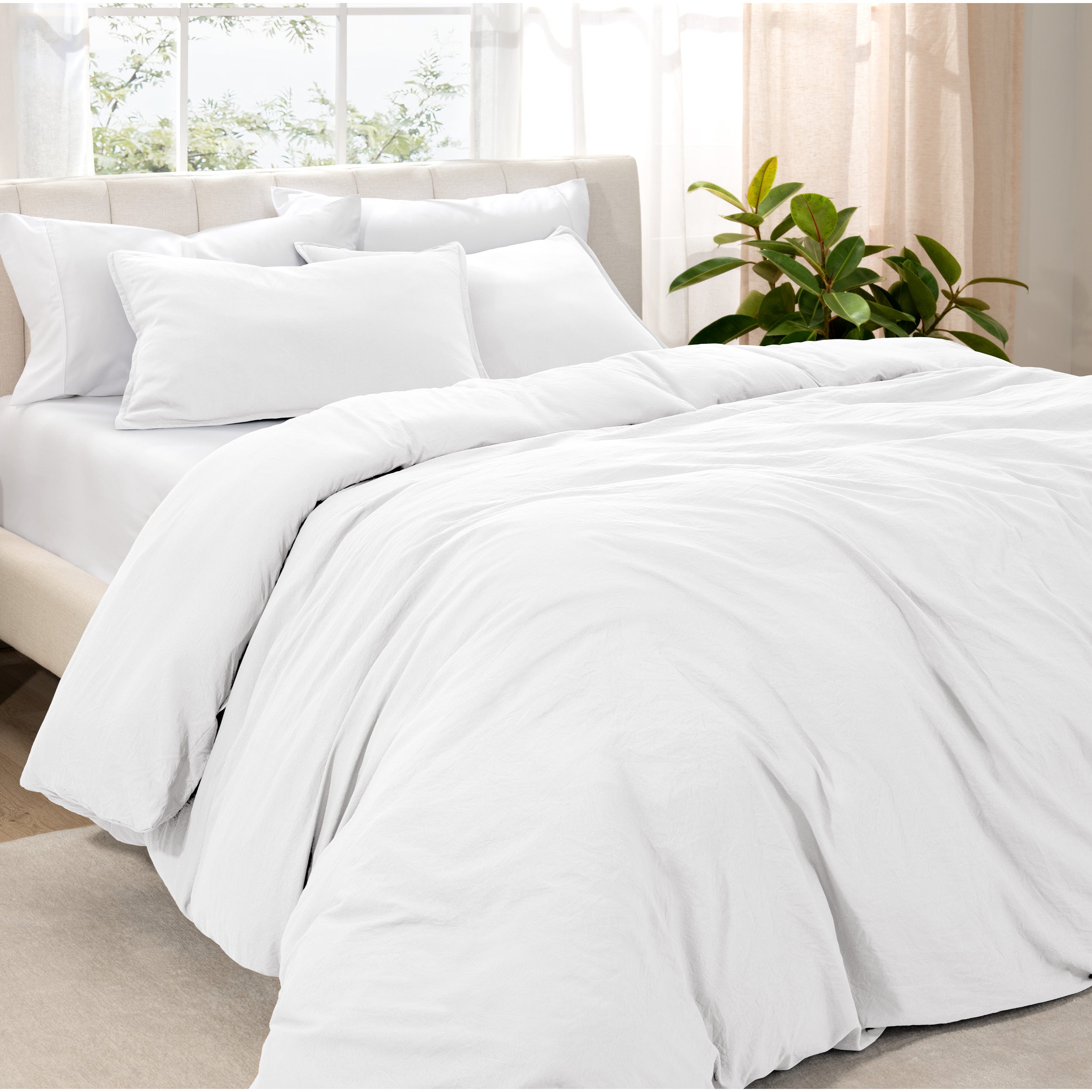 Washed duvet cover set on a bed