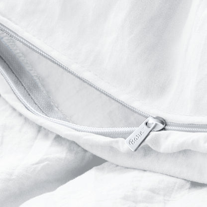 Close-up of the zipper closure on the duvet cover