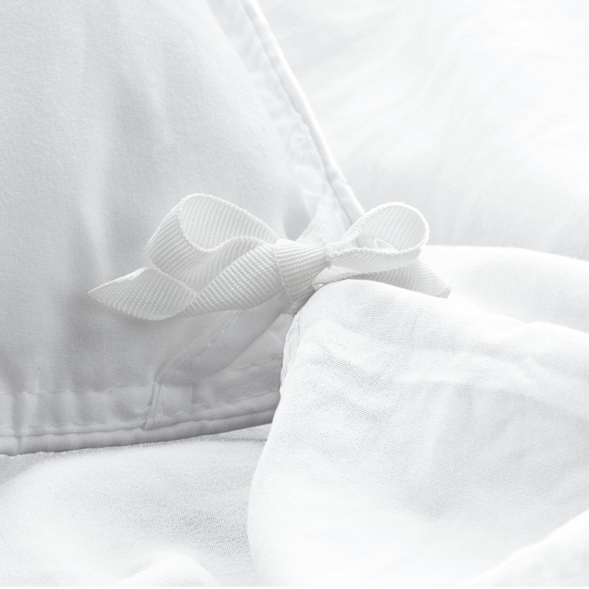 Close-up of a corner tie for a duvet cover