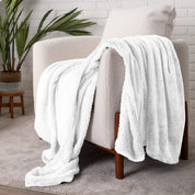 Blanket draped over a chair in a cozy living room setting.