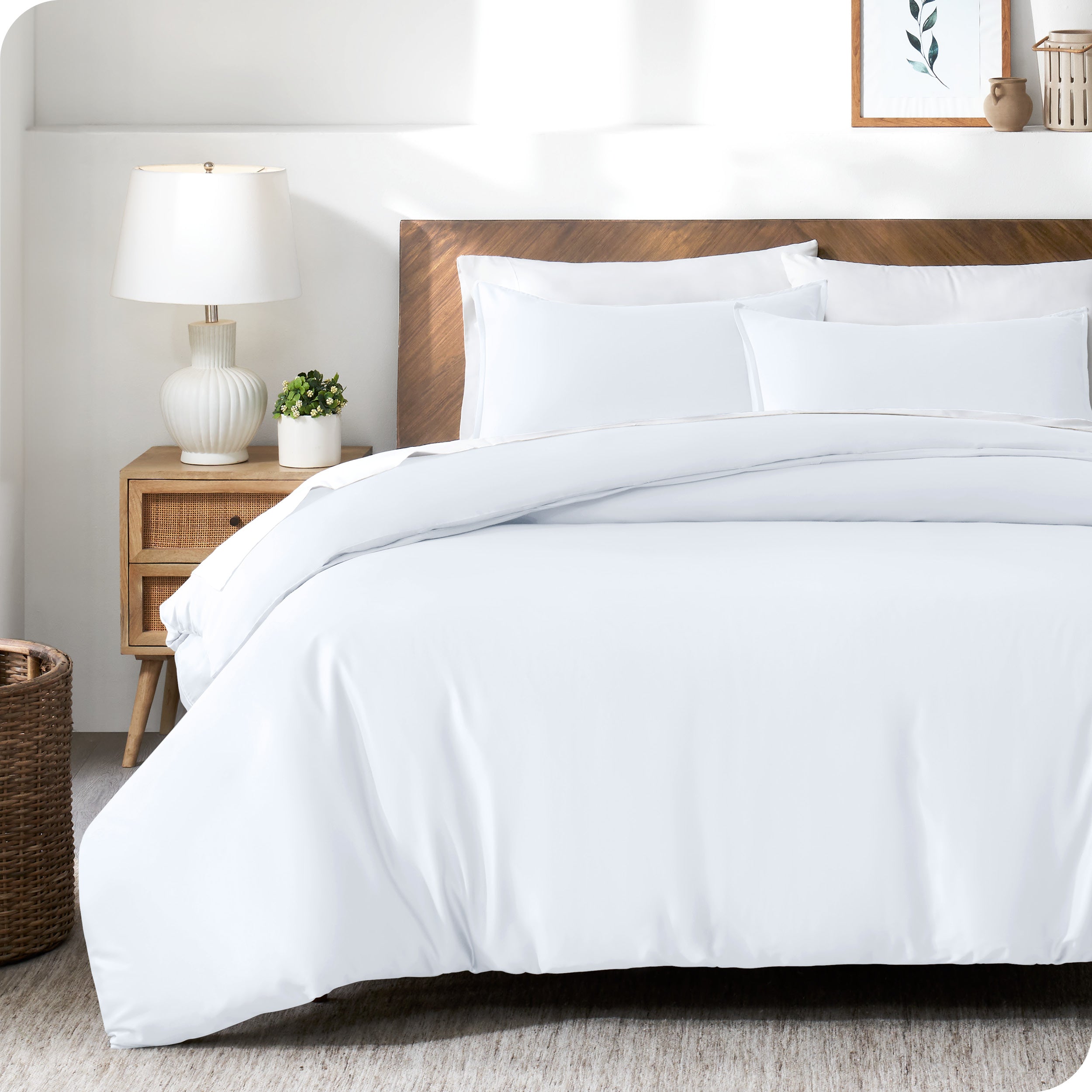 TENCEL™ duvet cover on a mattress in a modern bedroom