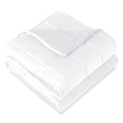 A folded minky weighted blanket with a white background