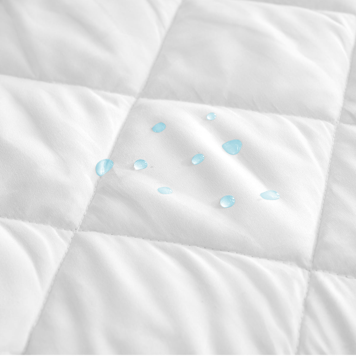 Close up of water drops on a mattress pad