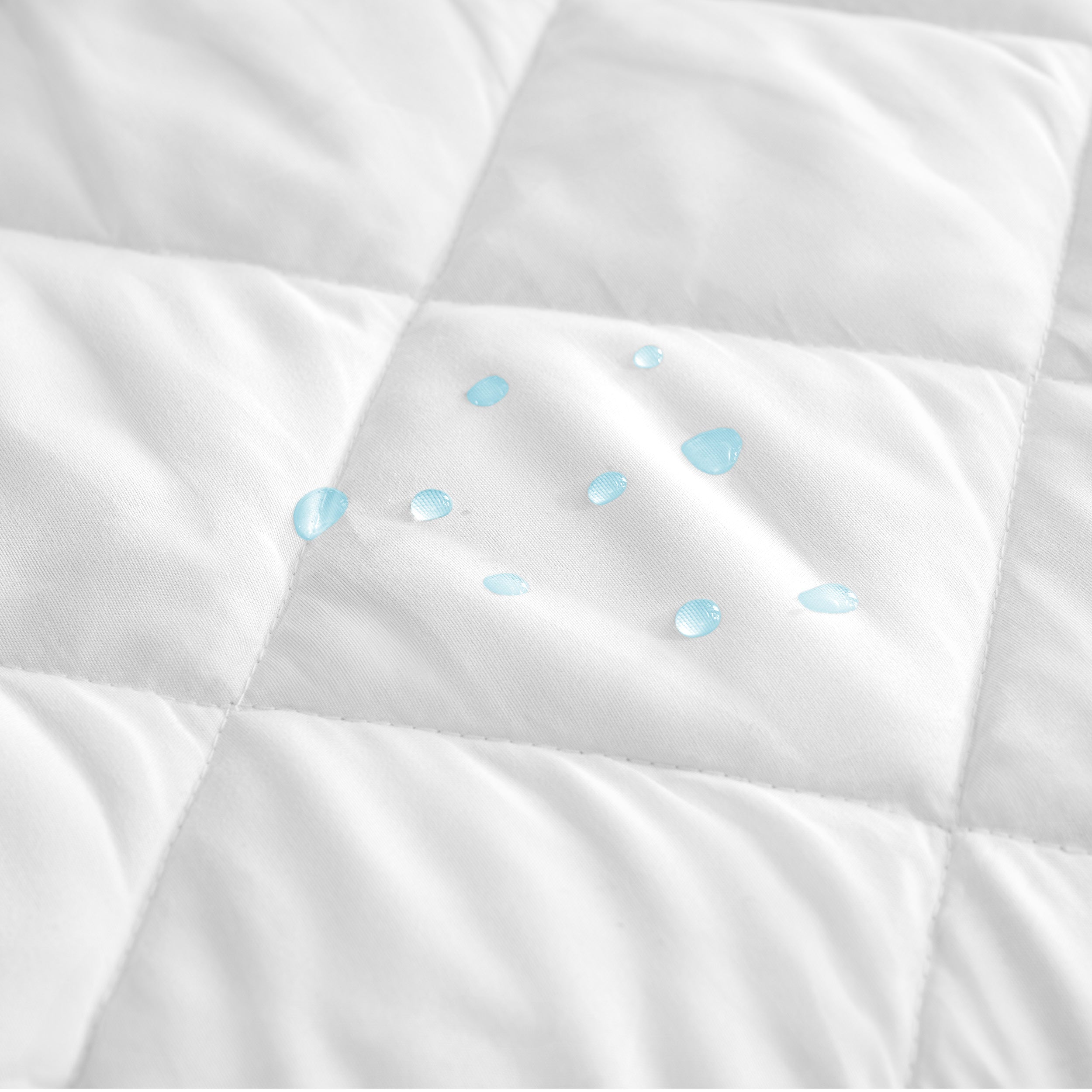 Close up of water drops on a mattress pad