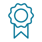 Blue ribbon icon on a white background