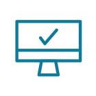 Computer monitor with a blue check mark on a white background