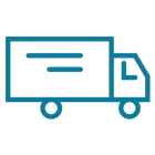 Icon of a delivery truck with a box on a white background