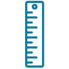 Blue ruler with measurement markings on a white background