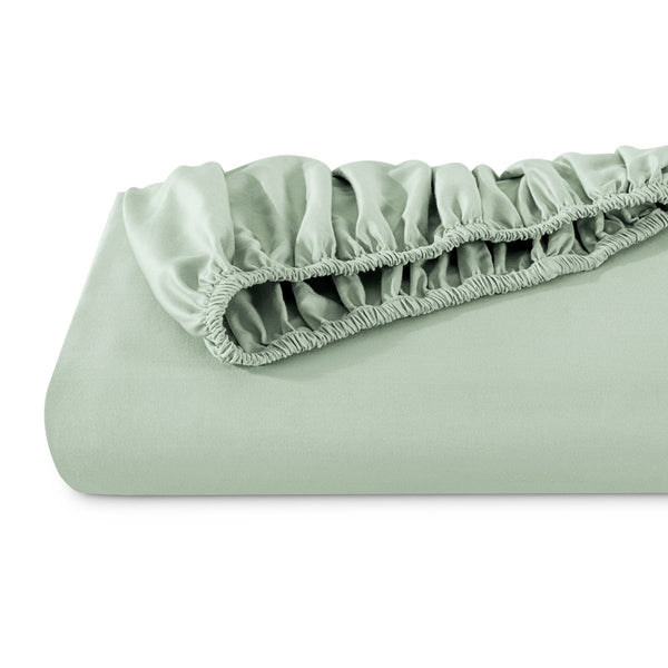 Organic sateen fitted sheet folded