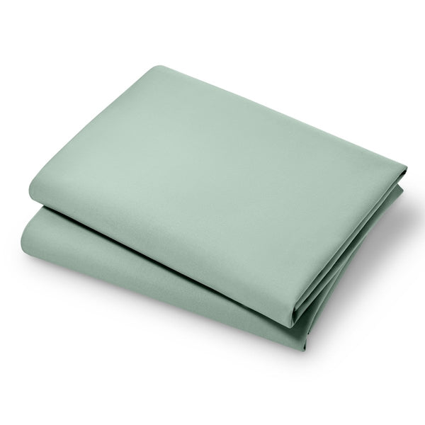 Two sateen pillowcases folded and stacked