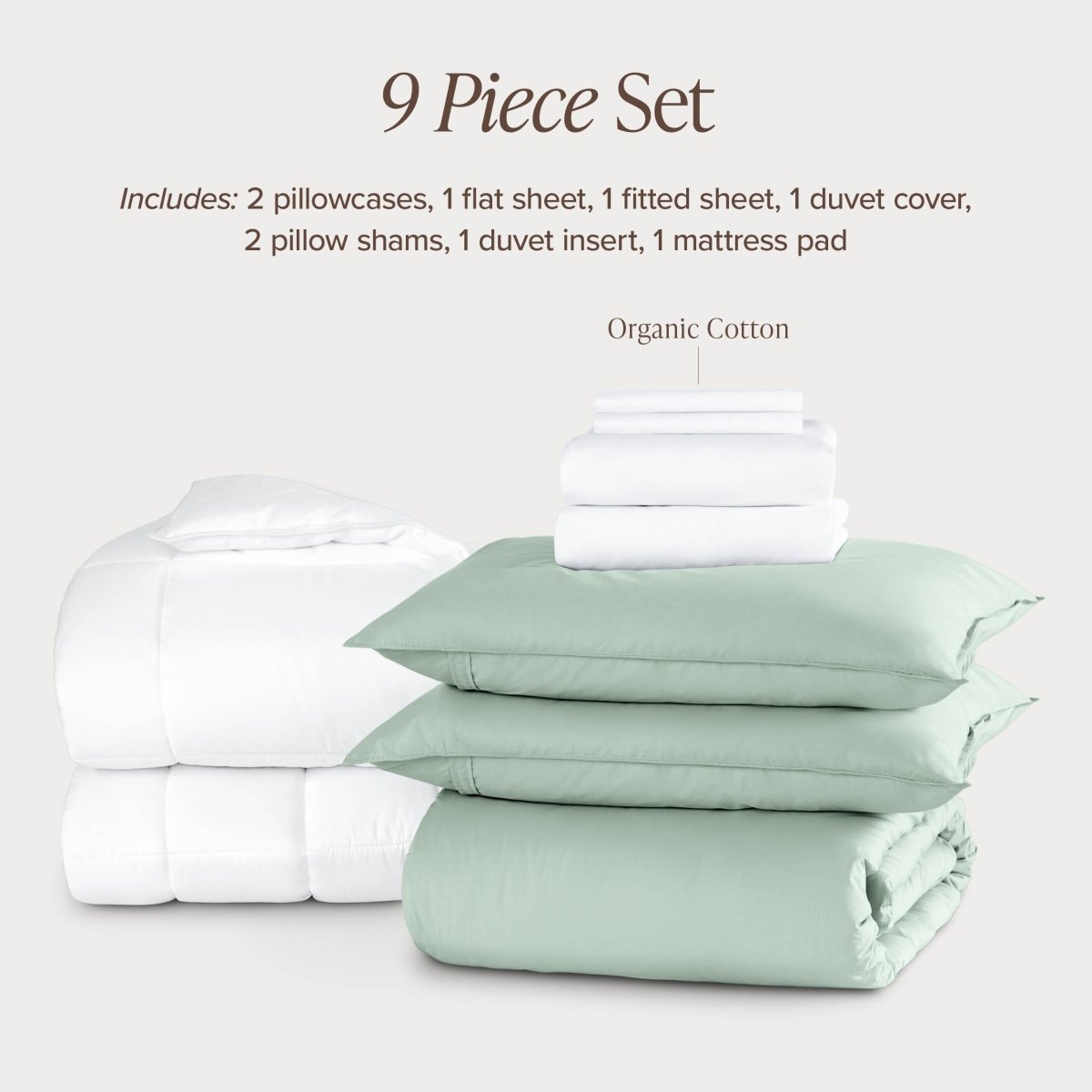 Percale bundle stacked to show what is included