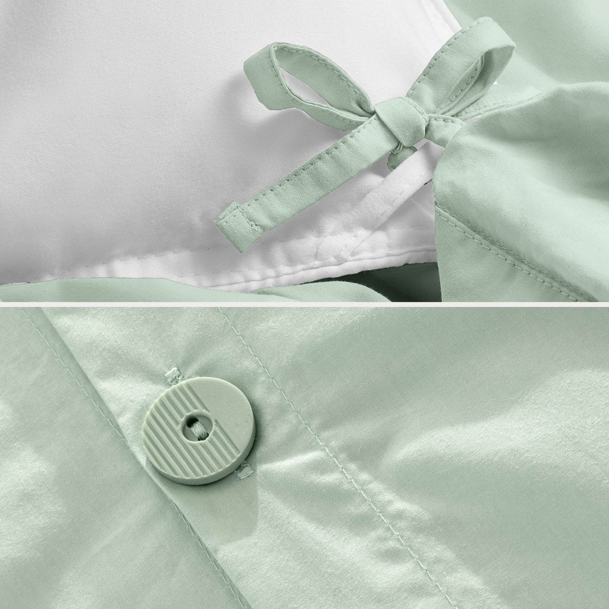 Corner ties and button on a duvet cover
