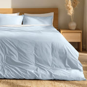 Percale duvet cover set on a bed