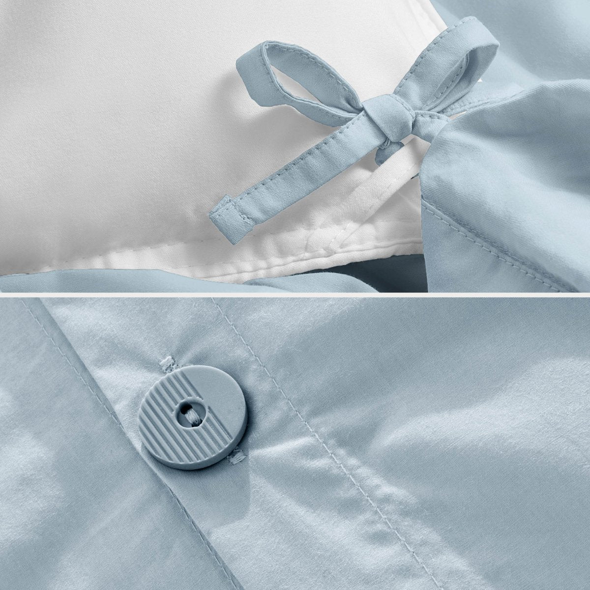 Corner ties and button on a duvet cover