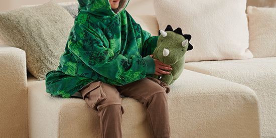 Kid In Green Wearable Blanket