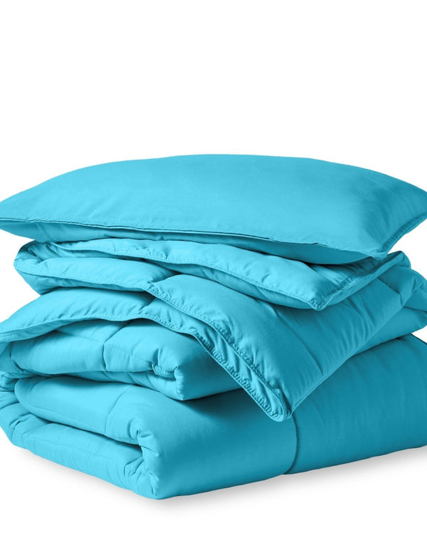 A down alternative comforter folded neatly