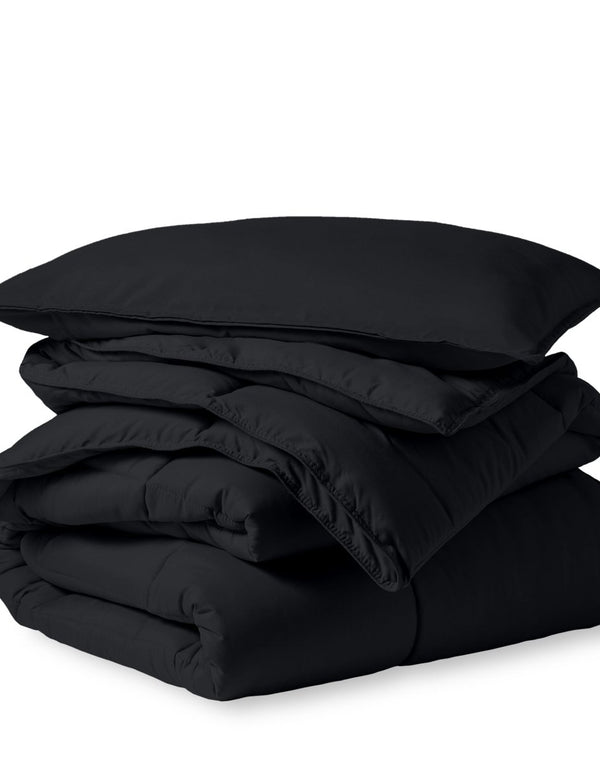 A down alternative comforter folded neatly