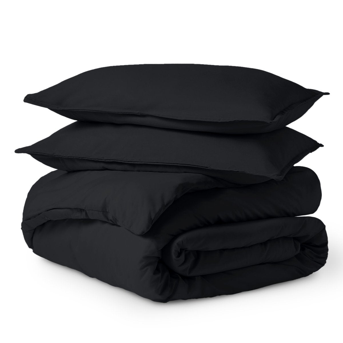 Solid color duvet set folded and stacked