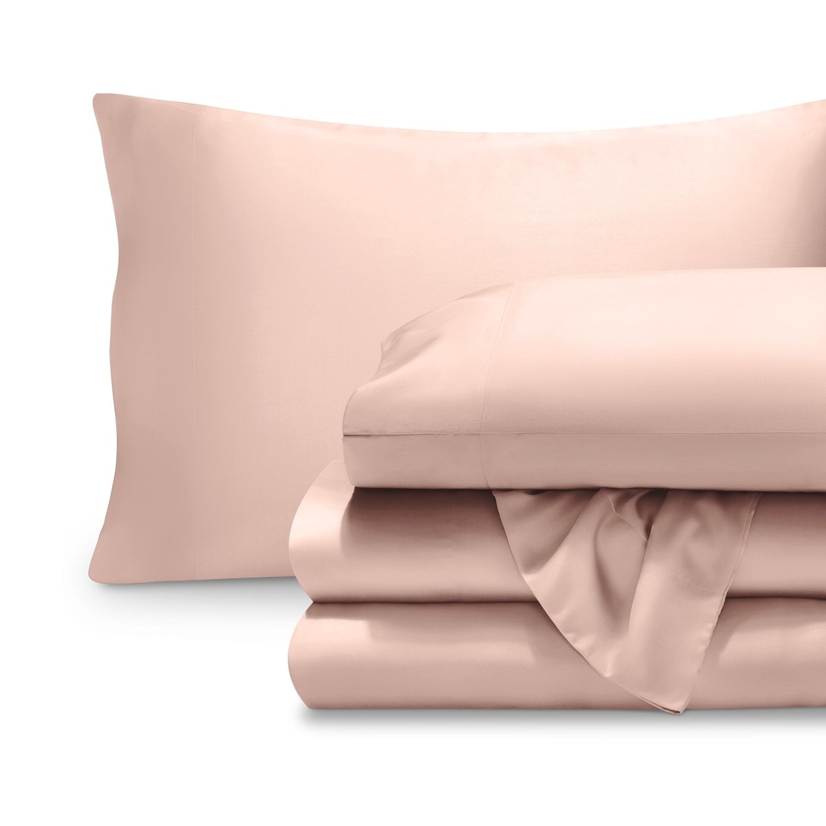 Set of TENCEL sheets and pillowcase on a white background