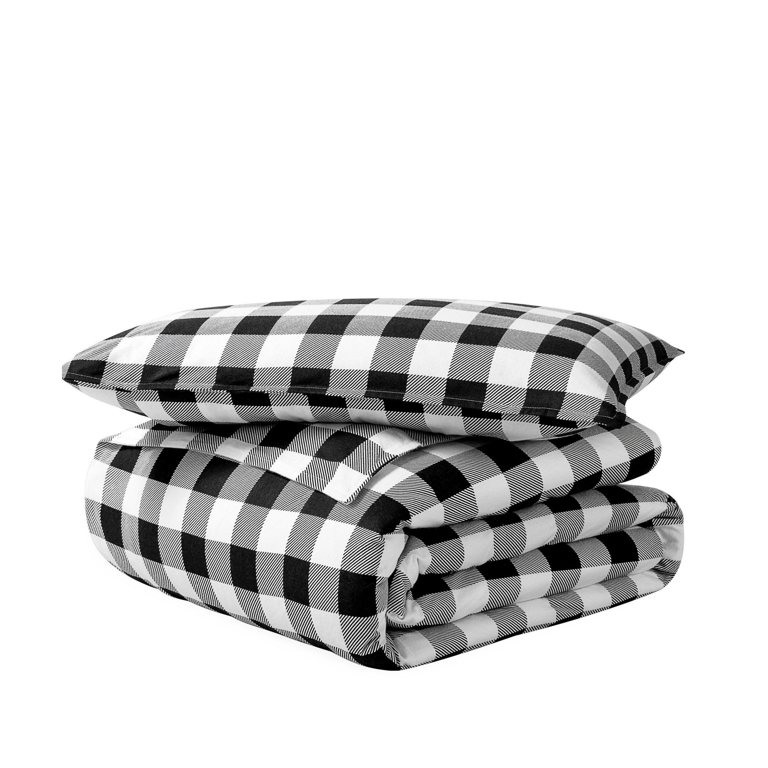 Flannel duvet set folded and stacked