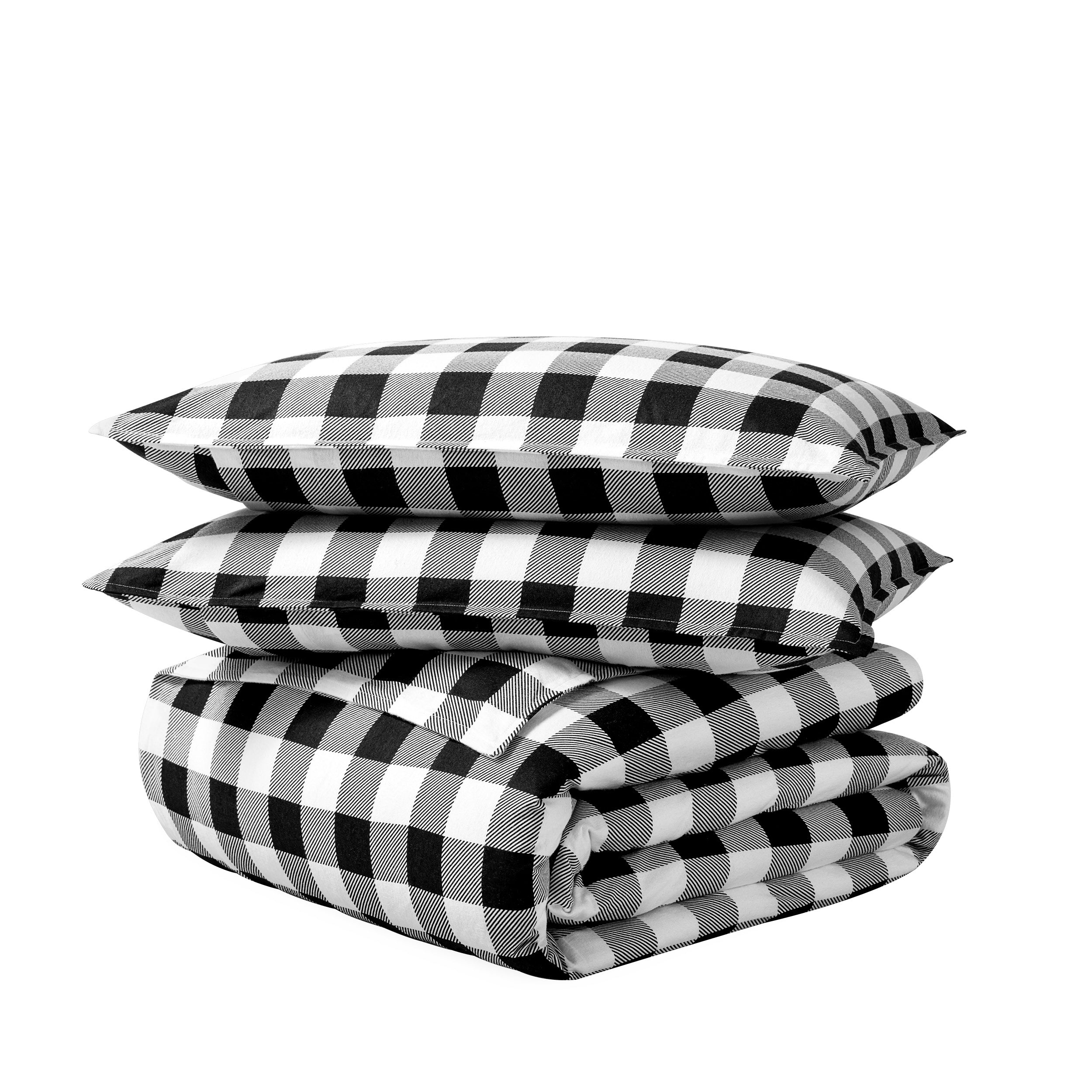 Flannel duvet set folded and stacked
