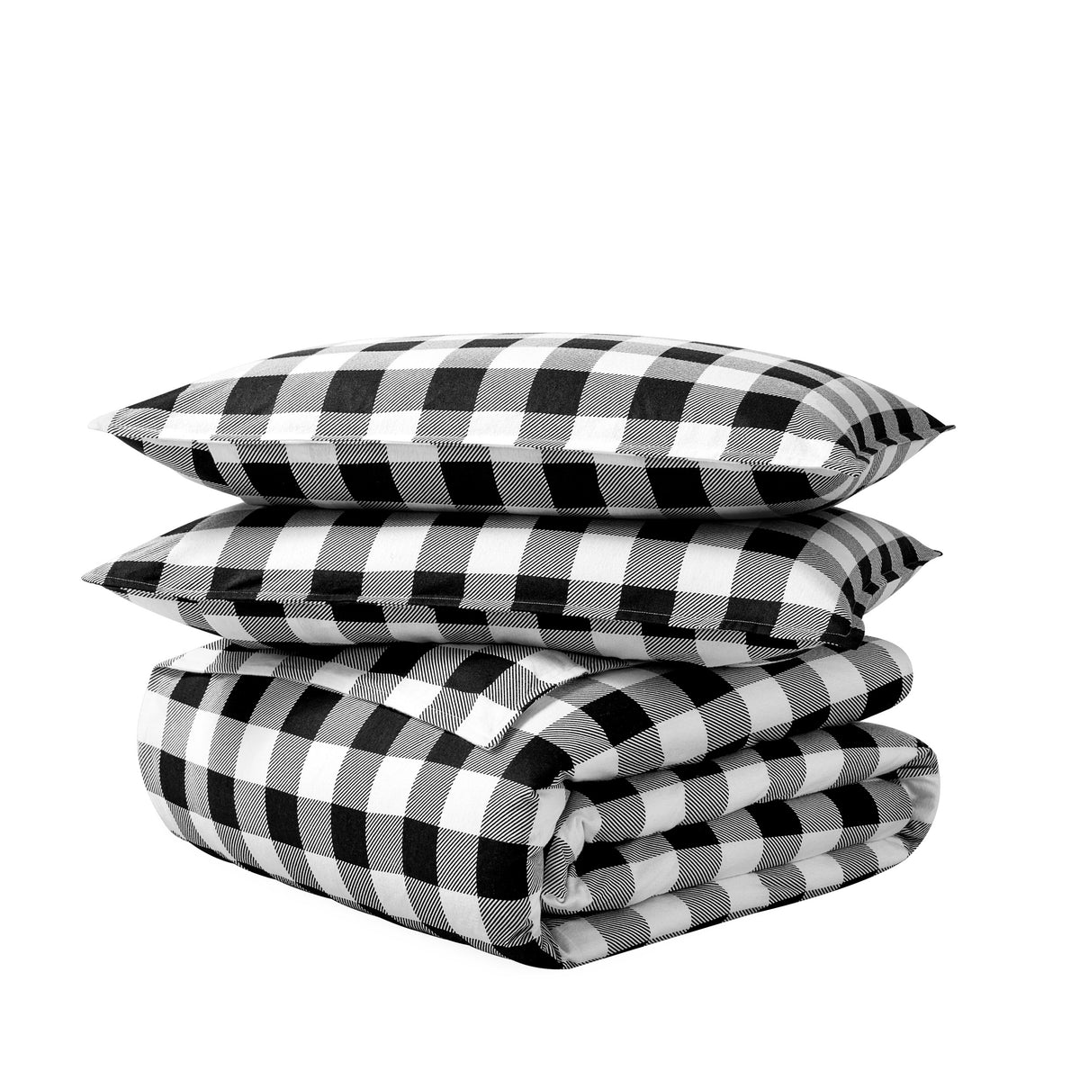 Flannel duvet set folded and stacked