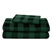 Flannel sheets and pillowcases folded and stacked