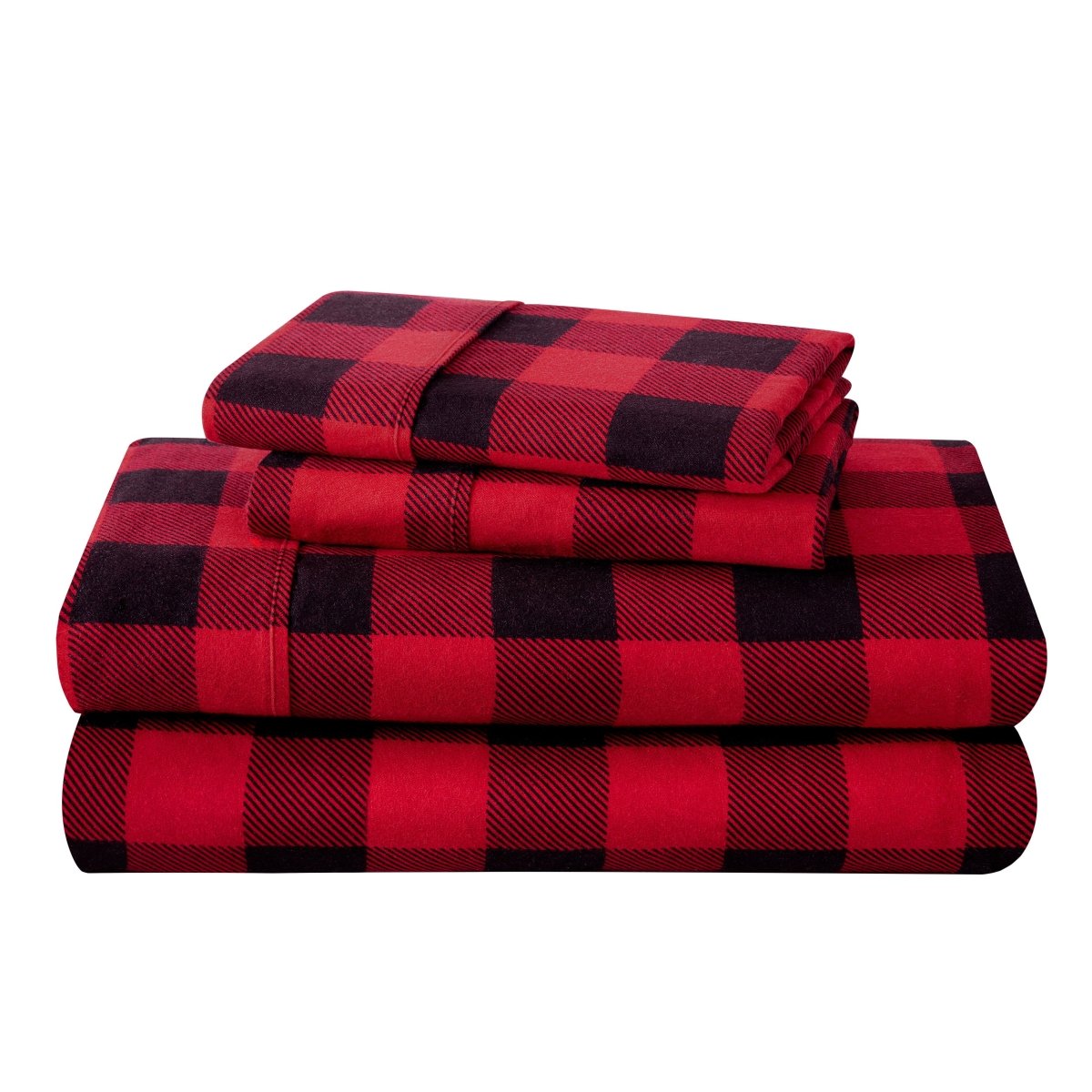 A neat stack of a flannel sheet set